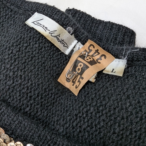 Sequin & Angora Vintage Long Sweater Laura Winston Party Holiday Glam - Picture 3 of 10